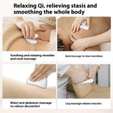 Gua sha being used on various parts of the body with text describing its effects. GlowNest Co