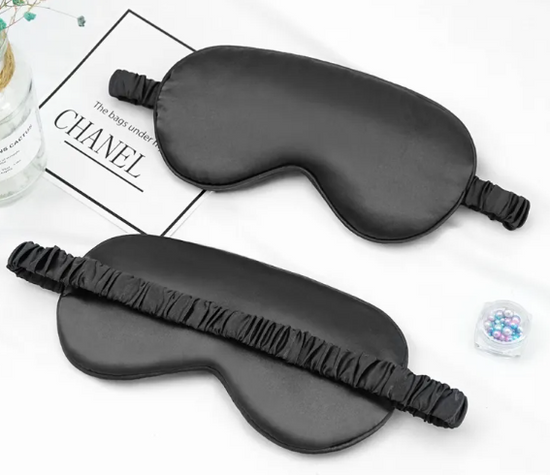 Black double sided silk blackout sleep mask for deep sleep GlowNest Co