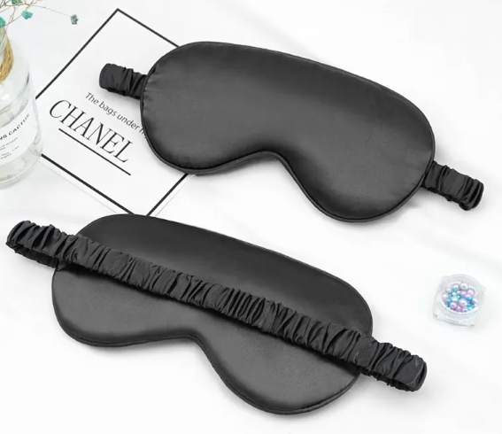 Black double sided silk blackout sleep mask for deep sleep GlowNest Co