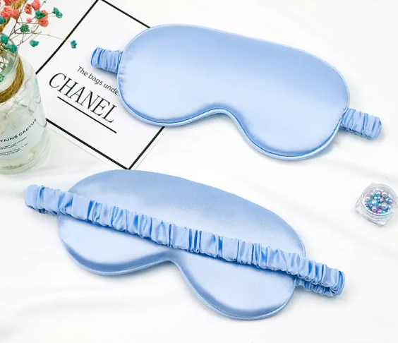 Blue Double sided silk blackout sleep mask for deep sleep GlowNest Co