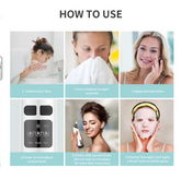 Step-by-step guide on how to use a blackhead remover, with images of a woman using it. GlowNest Co