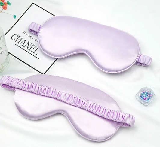 Light Purple Double sided silk blackout sleep mask for deep sleep GlowNest Co