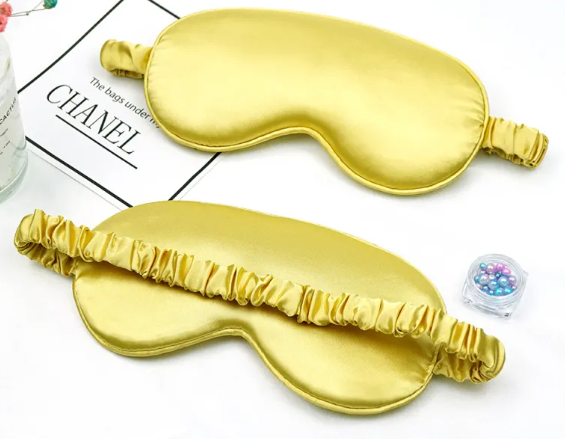 Yellow Double sided silk blackout sleep mask for deep sleep GlowNest Co