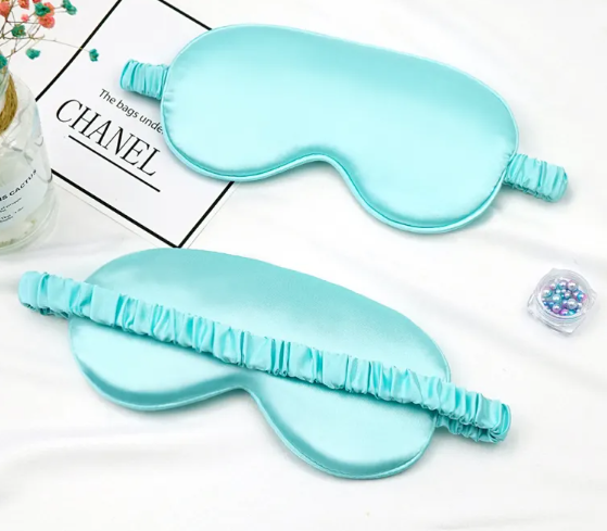 Light blue Double sided silk blackout sleep mask for deep sleep GlowNest Co