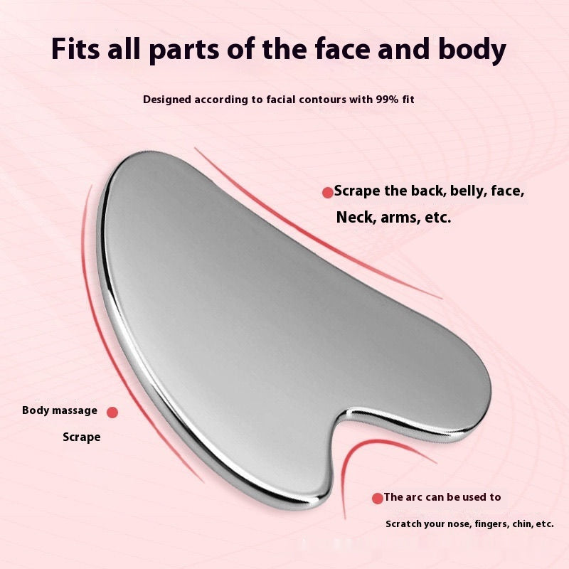 Description of Heart shaped stainless steel gua sha facial sculpting tool GlowNest Co