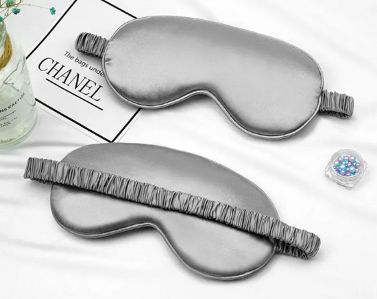 Grey Double sided silk blackout sleep mask for deep sleep GlowNest Co