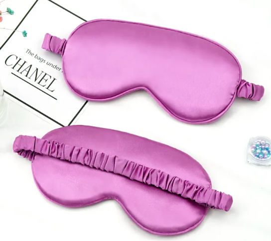 Purple Double sided silk blackout sleep mask for deep sleep GlowNest Co